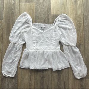 Express white swiss dot blouse